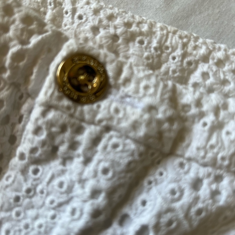 Women's White Eyelet Shorts - Picture 8 of 9